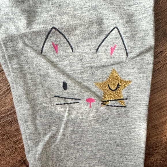 Gray Cat Print Kids Leggings - Picture 3 of 4